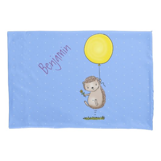 Niedlicher Igel und Muster des Cartoon in Ballon Kissenbezug (Vorderseite)