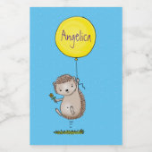 Niedlicher Igel und Muster des Cartoon in Ballon Lebensmitteletikett (Einzelnes Label)