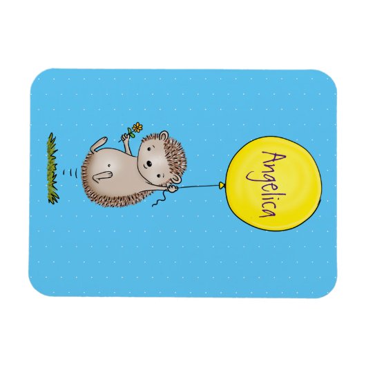 Niedlicher Igel und Muster des Cartoon in Ballon Magnet (Horizontal)