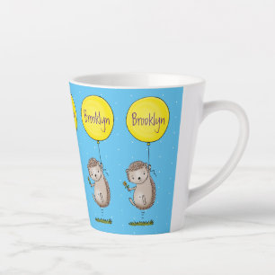 Niedlicher Igel und Muster des Cartoon in Ballon Milchtasse