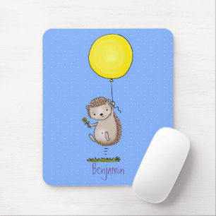 Niedlicher Igel und Muster des Cartoon in Ballon Mousepad