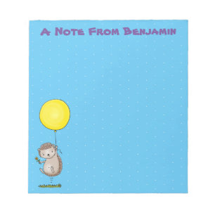 Niedlicher Igel und Muster des Cartoon in Ballon Notizblock