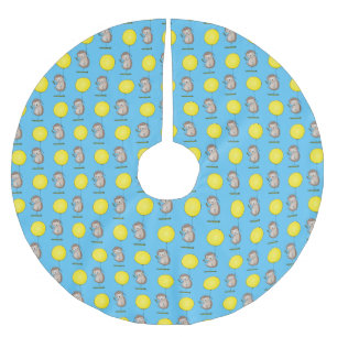 Niedlicher Igel und Muster des Cartoon in Ballon Polyester Weihnachtsbaumdecke