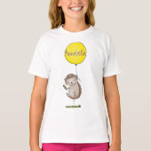 Niedlicher Igel und Muster des Cartoon in Ballon T-Shirt (Vorderseite)