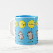 Niedlicher Igel und Muster des Cartoon in Ballon Zweifarbige Tasse (Vorderseite Links)