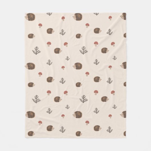 Niedlicher Igel und Pilzwaldmuster Fleecedecke (Vorderseite)