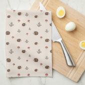 Niedlicher Igel und Pilzwaldmuster Geschirrtuch (Viertel Falte)