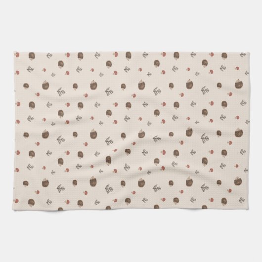 Niedlicher Igel und Pilzwaldmuster Geschirrtuch (Horizontal)