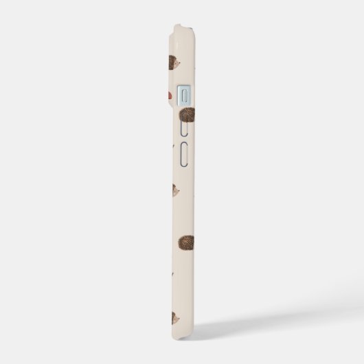 Niedlicher Igel und Pilzwaldmuster iPhone 15 Hülle (Linke Seite)