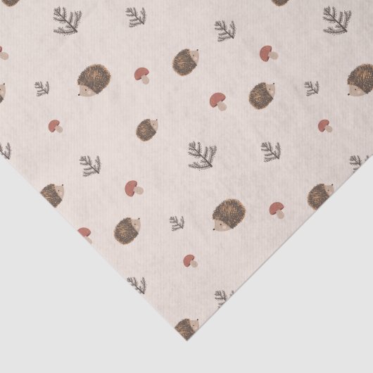 Niedlicher Igel und Pilzwaldmuster Seidenpapier (Ausschnitt)