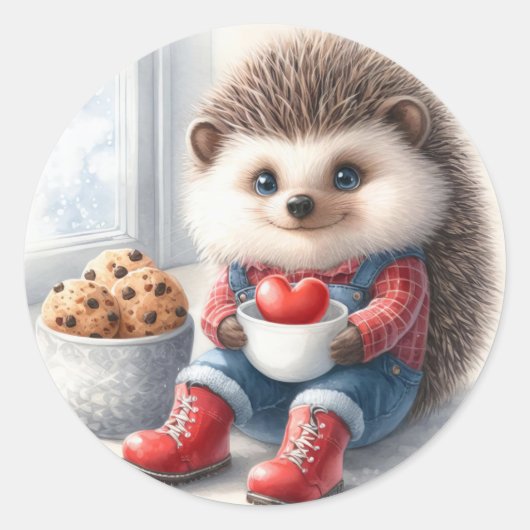 Niedlicher Igel Valentinstag Runder Aufkleber (Vorderseite)