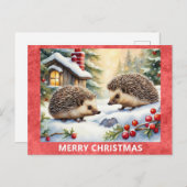 Niedlicher Igel Waldwald Frohe Weihnachten Postkarte (Vorne/Hinten)