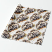 Niedlicher Igel Wasserfarbe Tierwelt Natur Geschenkpapier (Ungerollt)