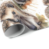 Niedlicher Igel Wasserfarbe Tierwelt Natur Geschenkpapier (Rolleneckpunkt)