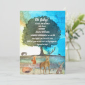 Niedlicher Igel Watercolor Woodland Animals Fox Ha Einladung (Stehend Vorderseite)