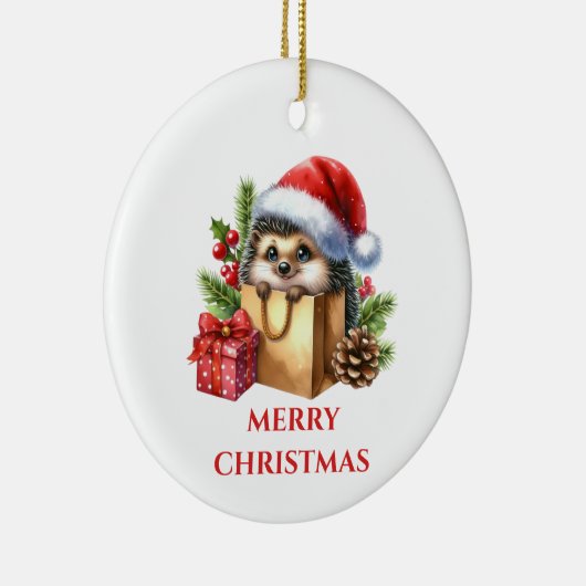 Niedlicher Igel Weihnachten Keramik Ornament (Rechts)