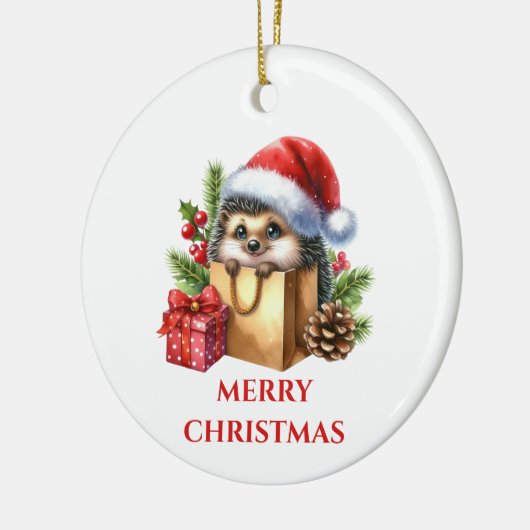 Niedlicher Igel Weihnachten Keramik Ornament (Links)