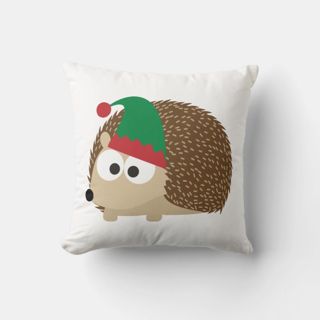 niedlicher Igel Weihnachtself Kissen (Vorderseite)