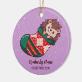 Niedlicher Igel Weihnachtsfest Keramik Ornament (Links)