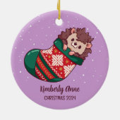 Niedlicher Igel Weihnachtsfest Keramik Ornament (Hinten)