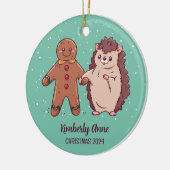 Niedlicher Igel Weihnachtsfest Keramik Ornament (Links)