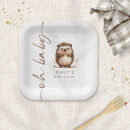Niedlicher Igel Woodland Oh Babydusche Pappteller