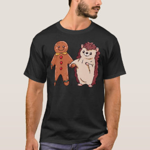 Niedlicher Igel zu Weihnachten mit Gingerbread Man T-Shirt