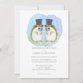 Niedlicher Igel Zwei Grooms Gay Couple Wedding Einladung (Vorderseite)