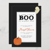 Niedlicher, illustrierter BooGeist und Kürbisbaby Einladung (Vorne/Hinten)