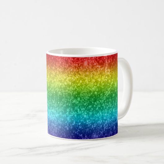 Niedlicher Illustrierter Glitzer Cartoon Regenboge Kaffeetasse (VorderseiteRechts)