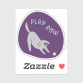 Niedlicher illustrierter Hund lila Türkis spielen Aufkleber (Blatt)