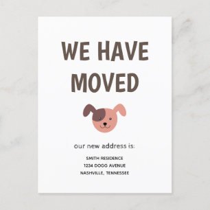 Niedlicher Illustrierter Hund Wir haben uns bewegt Ankündigungspostkarte