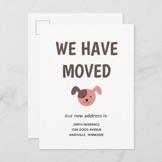 Niedlicher Illustrierter Hund Wir haben uns bewegt Ankündigungspostkarte (Vorne/Hinten)