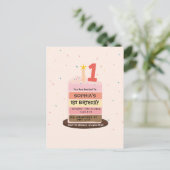 Niedlicher illustrierter Kuchen Bonbon 1. Geburtst Postkarte (Stehend Vorderseite)