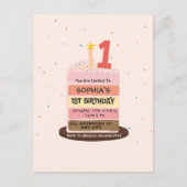 Niedlicher illustrierter Kuchen Bonbon 1. Geburtst Postkarte (Vorderseite)