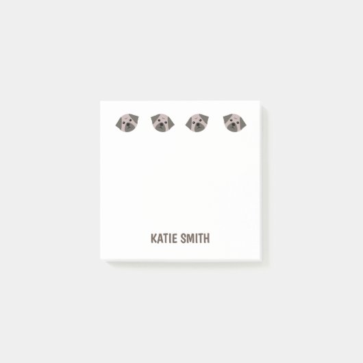 Niedlicher Illustrierter Mops Paw Post-it Klebezettel (Vorderseite)