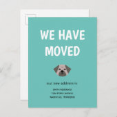 Niedlicher Illustrierter Mops Wir haben uns bewegt Ankündigungspostkarte (Vorne/Hinten)