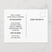 Niedlicher Illustrierter Mops Wir haben uns bewegt Ankündigungspostkarte (Rückseite)