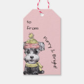 Niedlicher Illustrierter Weihnachtsbaum Rosa Winte Geschenkanhänger (Vorderseite)