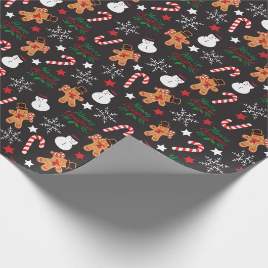 Niedlicher Illustrierter Weihnachtscharakter Geschenkpapier (Ecke)