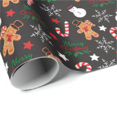 Niedlicher Illustrierter Weihnachtscharakter Geschenkpapier (Rolleneckpunkt)