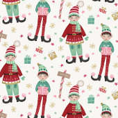 Niedlicher Illustrierter Weihnachtself Geschenkpapier