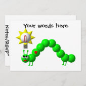 Niedlicher Inchworm Einladung (Vorne/Hinten)