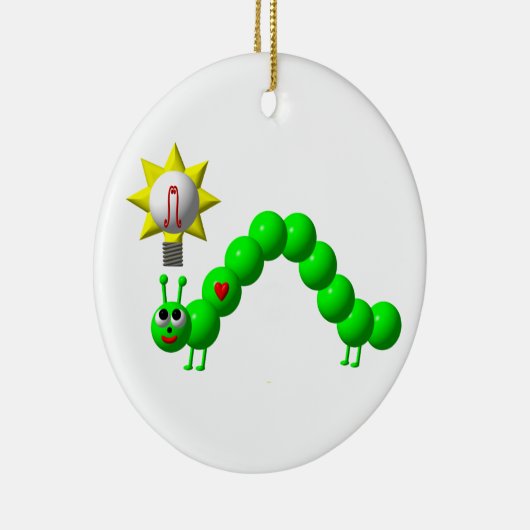 Niedlicher Inchworm mit einer Idee! Keramikornament (Rechts)