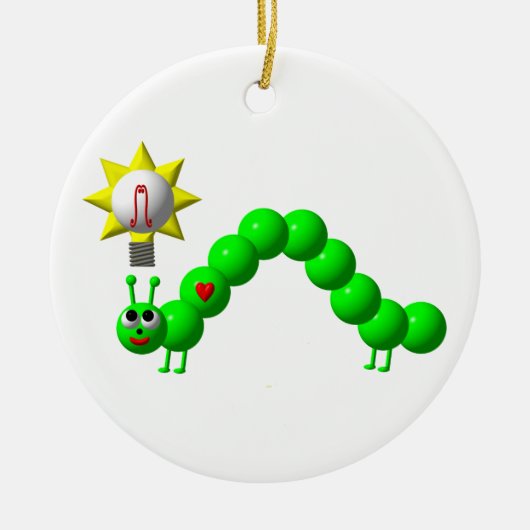 Niedlicher Inchworm mit einer Idee! Keramikornament (Vorne)
