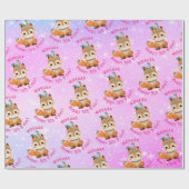 Niedlicher indischer Fox, Name & Geburtstag, blass Geschenkpapier (Flach)