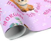 Niedlicher indischer Fox, Name & Geburtstag, blass Geschenkpapier (Rolleneckpunkt)