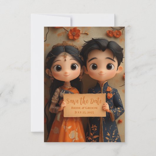 Niedlicher indischer Junge und Mädchen. Save The Date (Vorderseite)