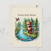 Niedlicher, individualisierbarer Fischbär Postkarte (Vorne/Hinten)