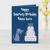 Niedlicher, individualisierbarer Hund & Kuchen Sob Karte (Gelbe Blume)